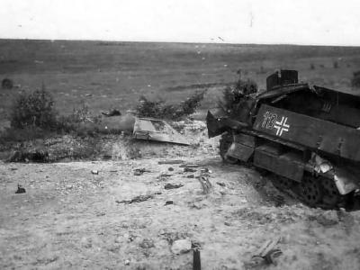 Destroyed armoured personnel carrier SdKfz 251 113