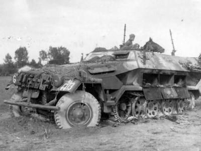 The charred remnants of a German SdKfz 251