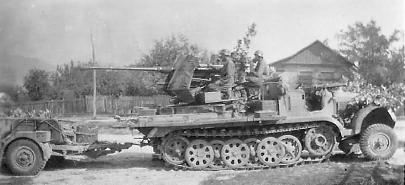 Self propelled anti aircraft gun SdKfz 6/2 with trailer ...