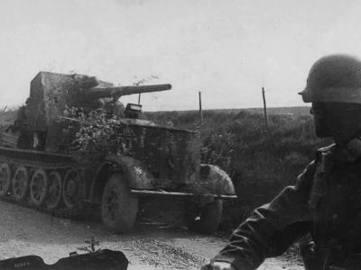 8,8 cm Flak 18 Selbstfahrlafette auf Zugkraftwagen 12t SdKfz 8 front view