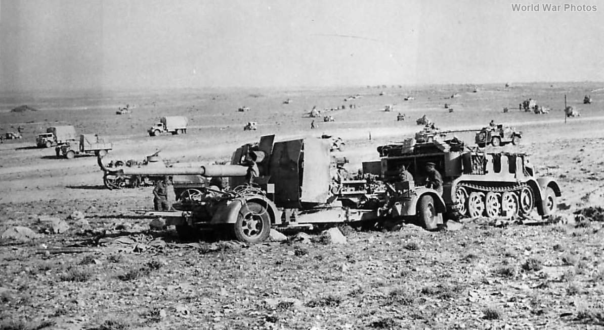 SdKfz 8 and Flak 41 captured by British troops in Tunisia