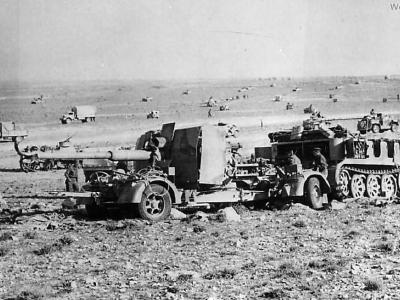 SdKfz 8 and Flak 41 captured by British troops in Tunisia