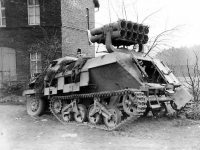 Abandoned SdKfz 4/1 in Fussingen 1945