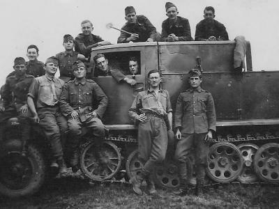 German light halftrack Sdkfz 11 with artillery superstructure