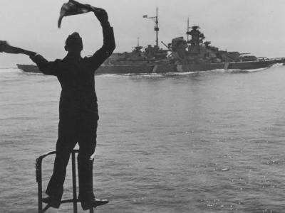 Battleship Bismarck during maneuvers in 1941