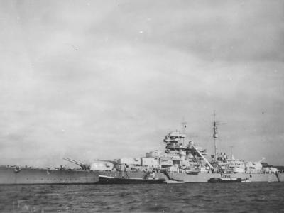 Broadside view of Bismarck battleship 2