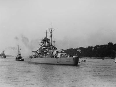A stern view of the battleship Bismarck