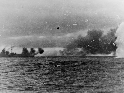 Bismarck engaging HMS Hood and HMS Prince of Wales