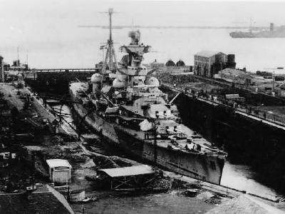 German heavy cruiser Admiral Hipper in drydock