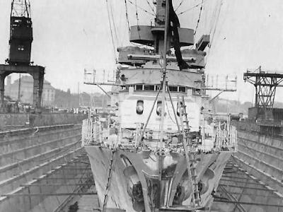 Cruiser Leipzig in drydock