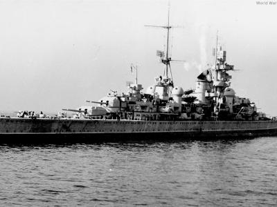 Cruiser Prinz Eugen off Massachusetts 1946
