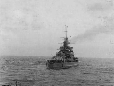 A stern view of the German Scharnhorst-class battleship