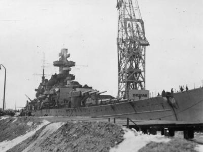 battleship Scharnhorst in harbour