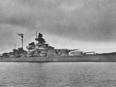 Tirpitz Norway Narvik 1942, broadside view