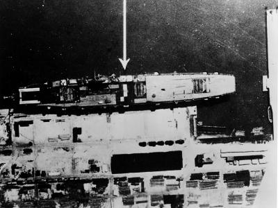 RAF reconnaissance photo showing Graf Zeppelin at Gotenhafen – 6 February 1942