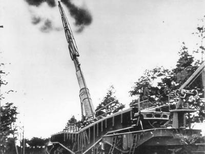 21 cm K 12 (E) of Eisenbahn-Artillerie-Batterie 701 on the coast of the English Channel