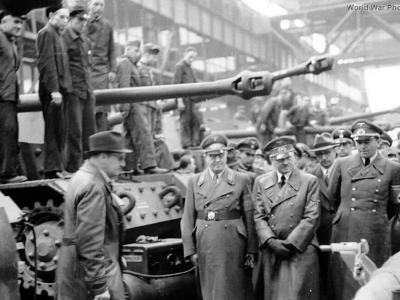 Adolf Hitler and Speer visits the Nibelungenwerke production line.