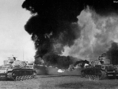 Two Flammpanzers III in training