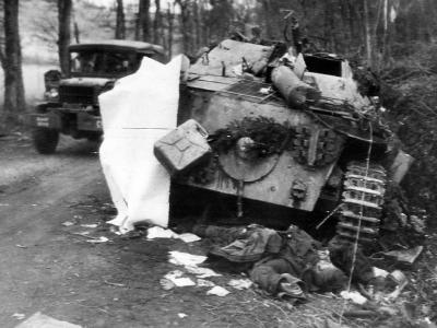 Knocked-out Hetzer, Germany March 1945