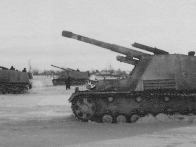 German self propelled artillery Hummel in field