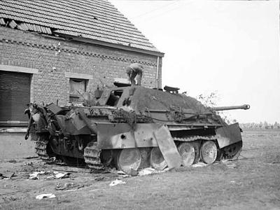 Burned out Jagdpanther of the schwere Panzerjäger-Abteilung 559 near Gheel 13 September 1944