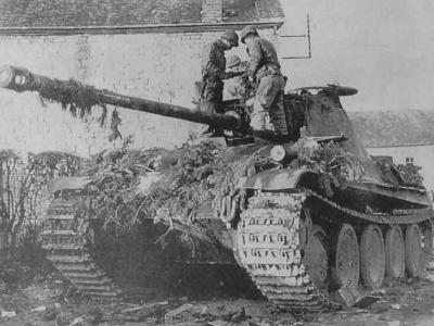 Partly camouflaged Panther tank