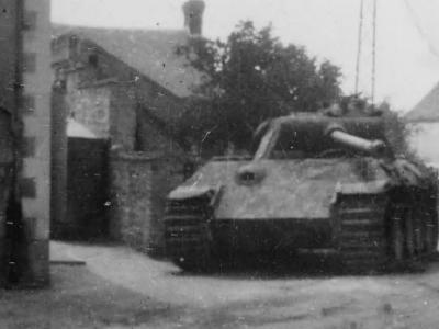 Abandoned Captured German Panther Tank in French Street 1944