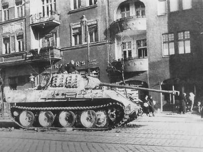 Abandoned Panther Ausf G tank from 19th Panzer Division Poznan 1945