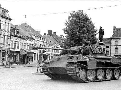 Panther Ausf A tank of the 1st SS Panzer Division Leibstandarte SS Adolf Hitler in Flandres Belgium June 1944