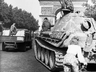 German tank Panther Ausf A of the 1st SS Panzer Division Leibstandarte SS Adolf Hitler, Paris 1944