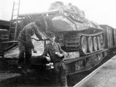 Panther tank in transit to the front