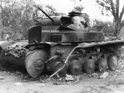 The charred remnants of a German Panzer II Ausf C