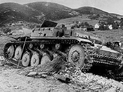 Destroyed Panzer II ausf F suffered an internal explosion