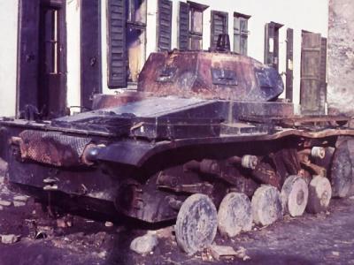 Destroyed Panzer II color photo