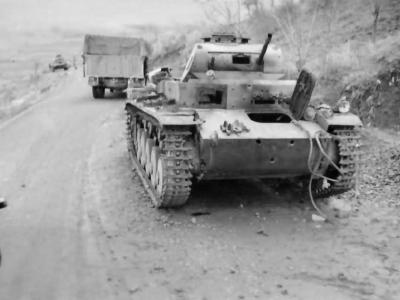 knocked out Panzer II tank