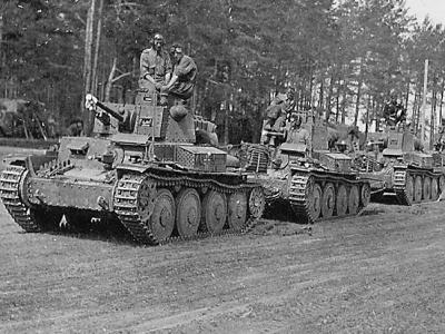 A column of Panzer 38(t) tanks