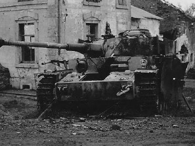 Destroyed Panzer IV in Bastogne 1944