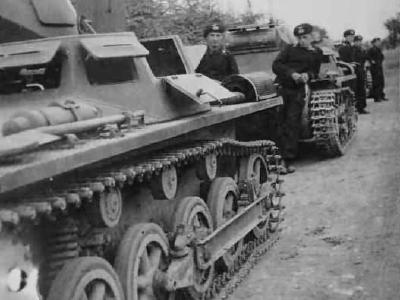 Panzer I tank with hull hatches open