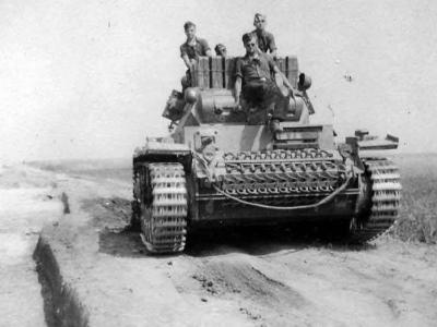 Panzer III with short gun on a typically primitive Russian road