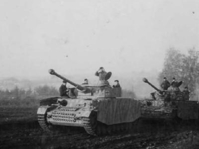 German tanks Panzer IV with schurzen