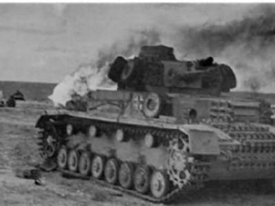 burning Panzer IV tank 10