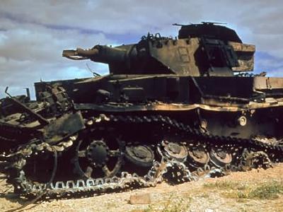 burned out Panzer IV tank 8 color photo