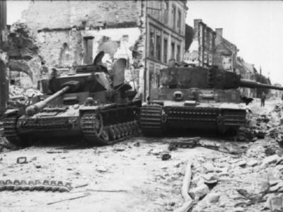 Villers Bocage destroyed Panzer IV and Panzer VI Tiger #112 of the schwere SS-Panzerabteilung 101