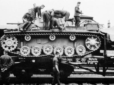 Panzer III on railroad car