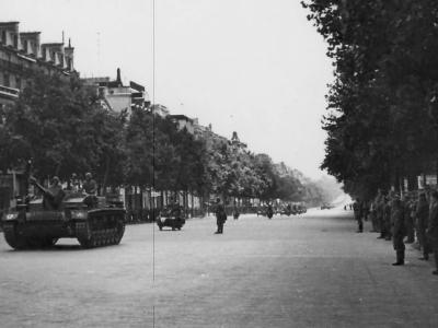 Sturmgeschutz III Ausf F assault gun in parade