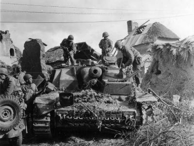 1st Infantry Division Troops Clear a Das Reich Division Stug IV Marigny France