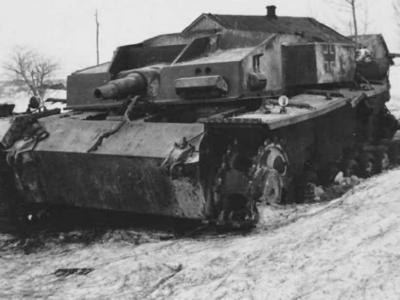 German assault gun StuG III Ausf E suffered an internal explosion