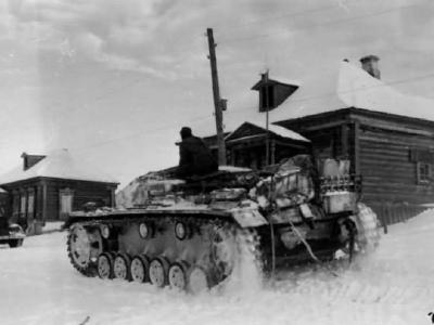 German assault gun StuG III in winter