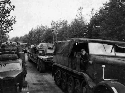 StuG III on trailer transport