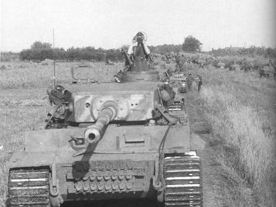 Tiger 334 on road. Tank of the 3/Schwere Panzer-Abteilung 503
